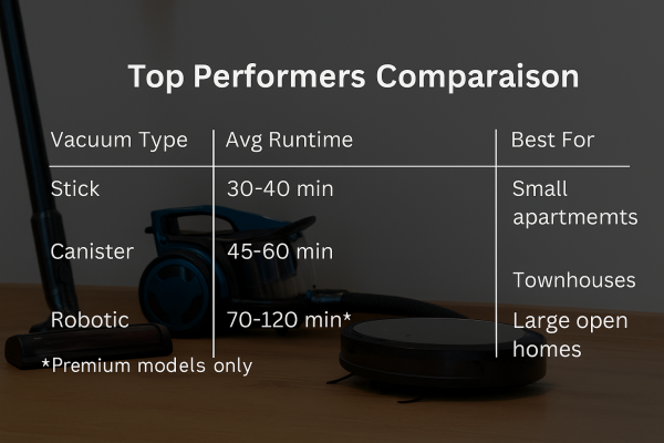 Longest battery life vacs